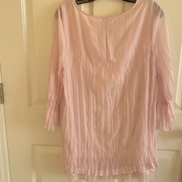 NWT Soft Surrounding pink crinkle half sleeve blouse Top Womens M fairycore - Picture 2 of 9